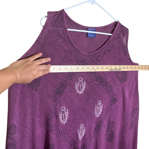 BLUE HUE Purple Embroidered Sleeveless Dress,Free Size,Made in India,100% Rayon - Picture 7 of 7